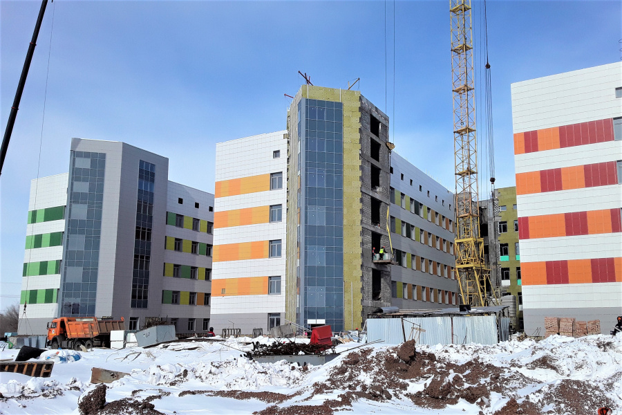 Строительство областной детской больницы в Оренбурге. Информация о ходе работ на 18 Марта 2022 г.